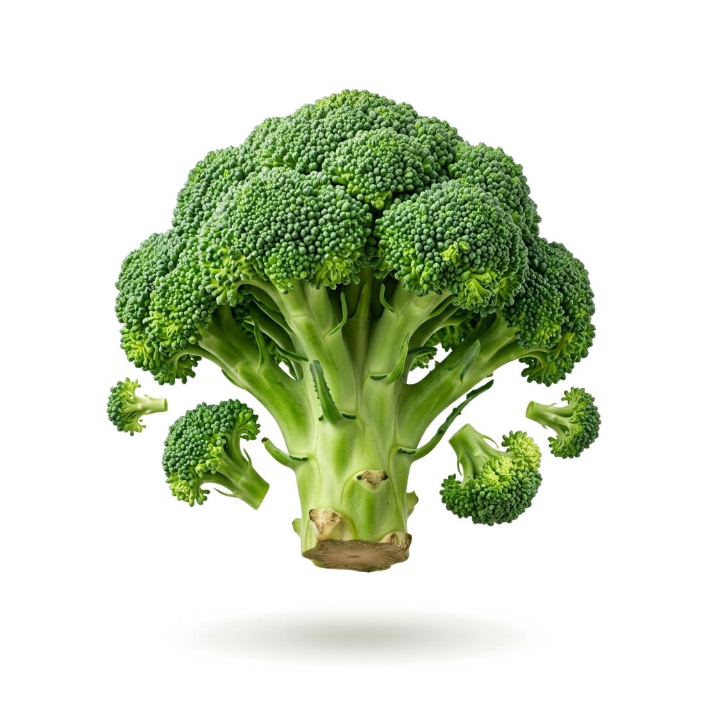 Fresh green broccoli crown