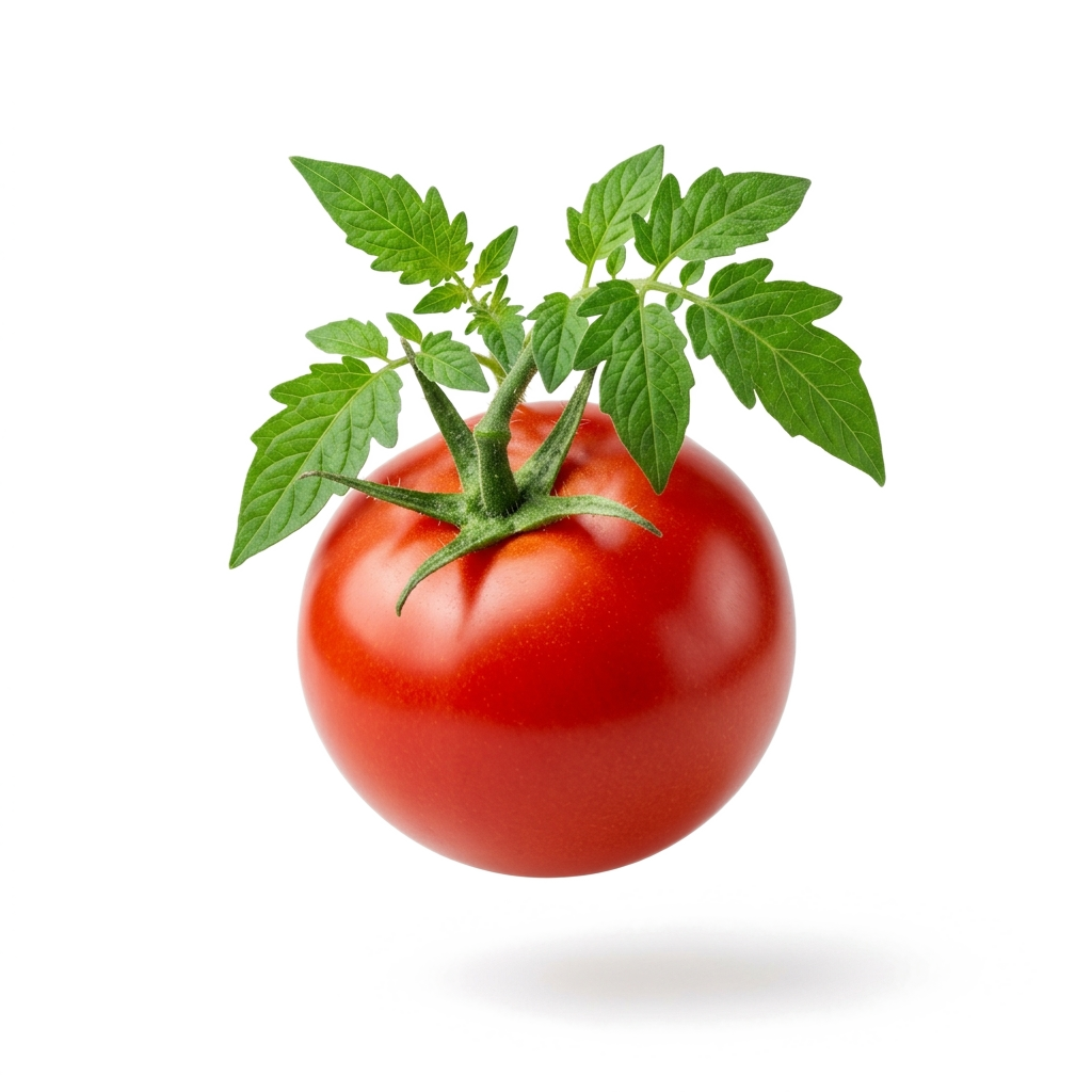 Glossy ripe red tomato