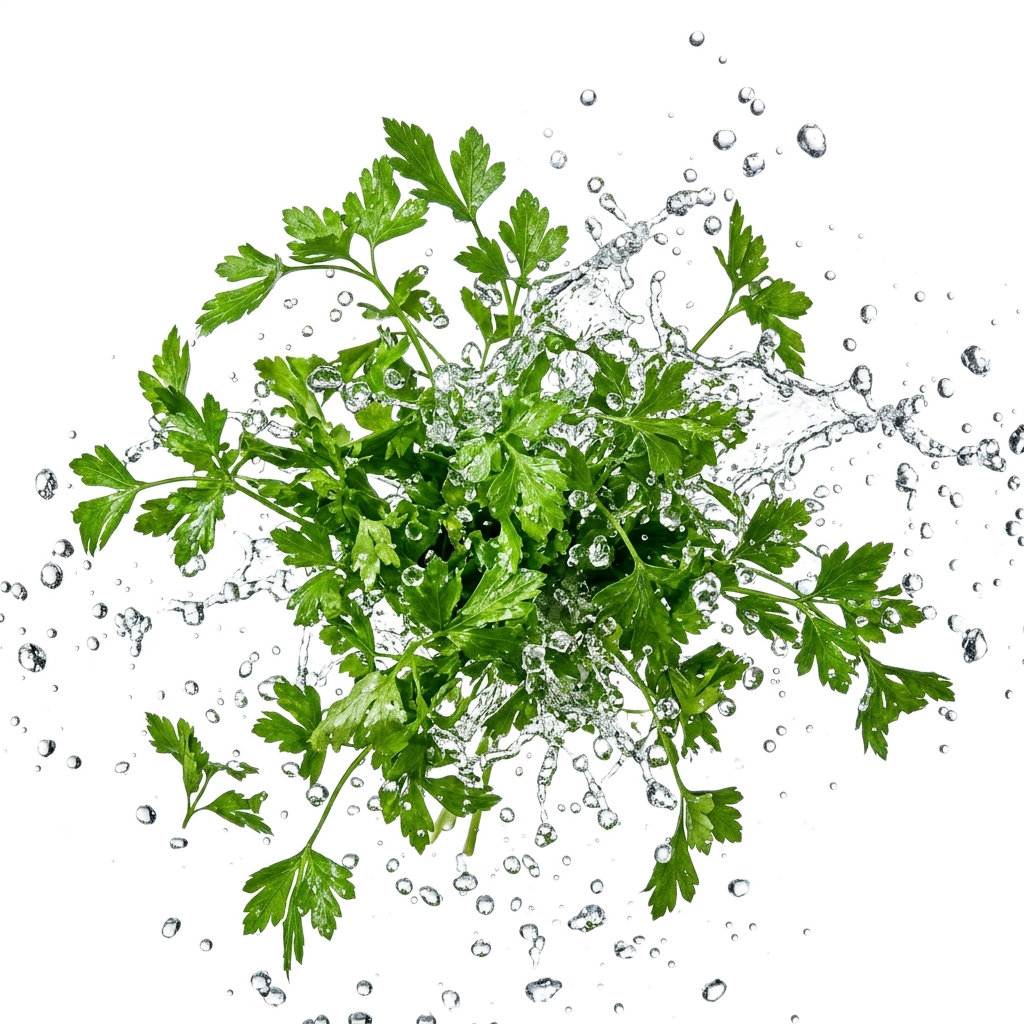 Fresh herbs and water splash